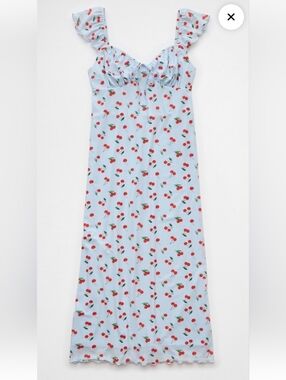 *Like New* American Eagle Women's Medium Cap Sleeve Sweetheart Midi Cherry Dress